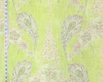 Acquitaine fabric Liberty chartreuse pastel pink floral feathers linen